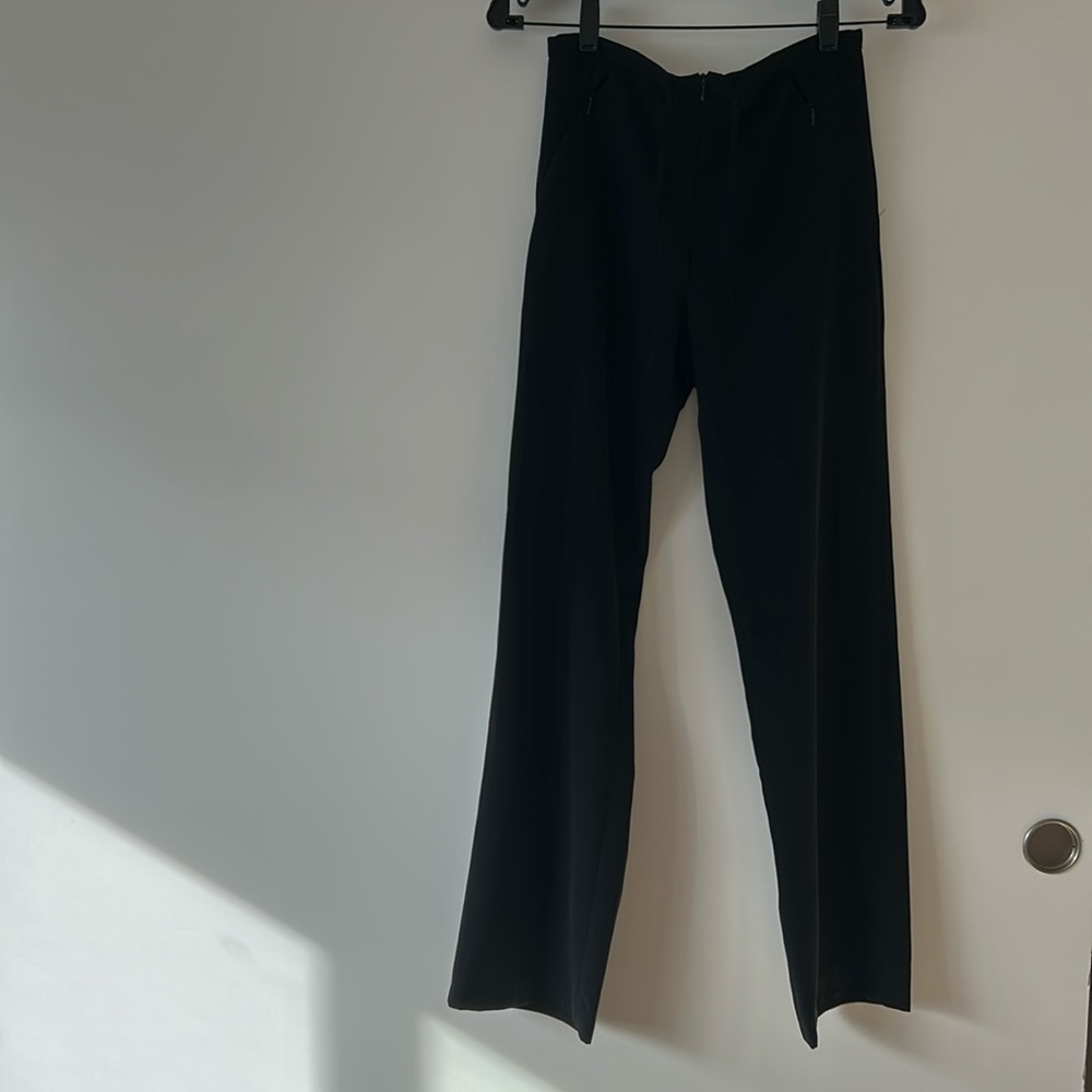 Black slack pants with tie in front